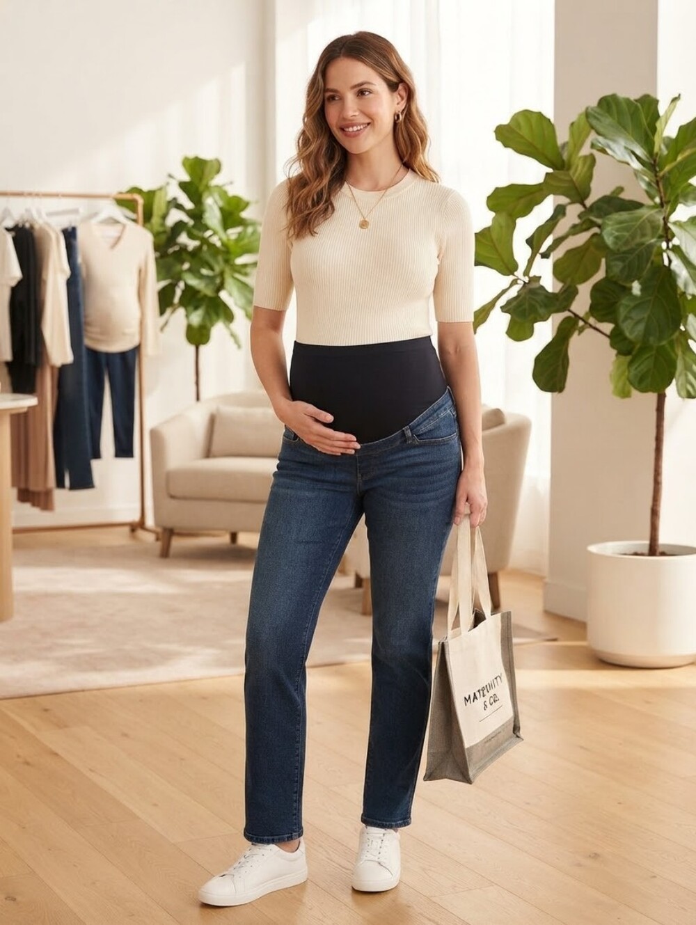 ​NWT GAP Maternity Full Panel Denim Jeans – Size 32 / 14 Long